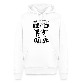 Skateboarder - Life Is Sweeter With Every Kickflip - Men’s Premium Organic Hoodie - white - Front - Nico (187cm)