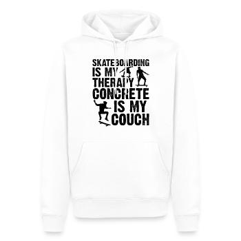 Skateboarding Is My Therapy Concrete Is My Couch - Männer Premium Bio Hoodie - Weiß - Vorne - Nico (187cm)
