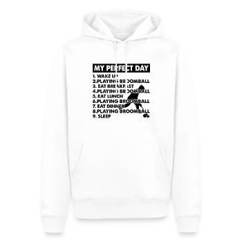 Jouer au ballon-balai plan de jour Joueur de ballon-balai - Sweat à capuche Premium bio Homme - blanc - Devant - Nico (187cm)