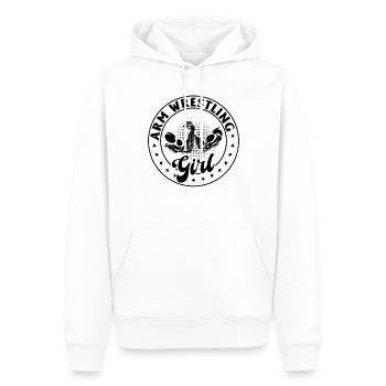 bras de fer fille bras de fer Bras de fer fille bras de fer - Sweat à capuche Premium bio Homme - blanc - Devant - Nico (187cm)