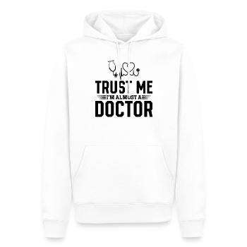 Funny Doctor - Croyez-moi, je suis presque un médecin - Sweat à capuche Premium bio Homme - blanc - Devant - Nico (187cm)