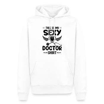 C’est ma chemise de médecin sexy - médecin de l’hôpital - Sweat à capuche Premium bio Homme - blanc - Devant - Nico (187cm)
