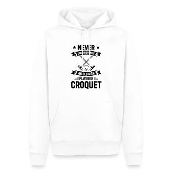 Never Underestimate An Old Man Playing Croquet - Männer Premium Bio Hoodie - Weiß - Vorne - Nico (187cm)