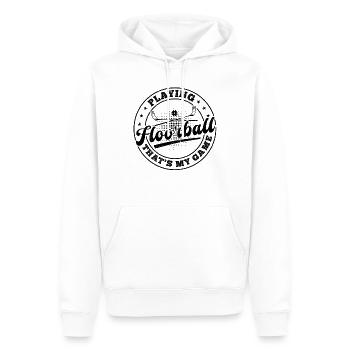 Jouer au floorball, c’est mon jeu - Floorball Playe - Sweat à capuche Premium bio Homme - blanc - Devant - Nico (187cm)