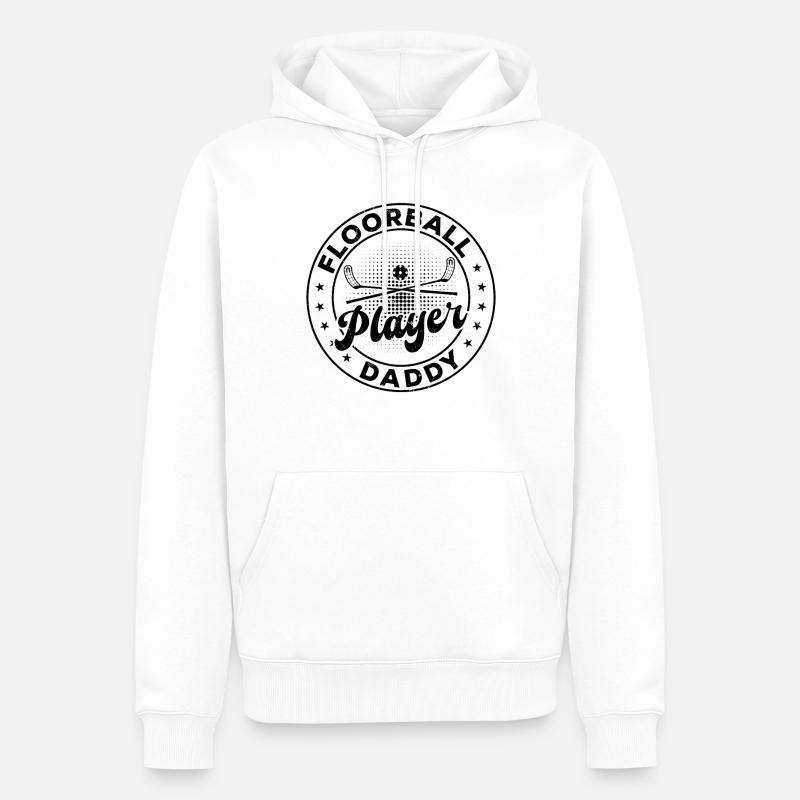 Floorball Player Daddy - Männer Premium Bio Hoodie - Weiß