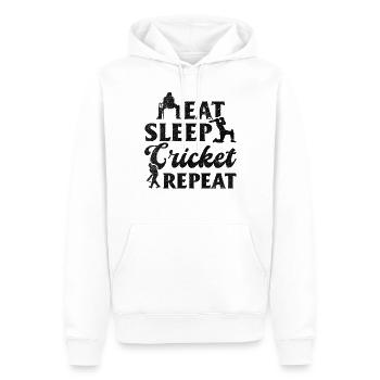 Funny Cricket Player - Eat Sleep Cricket Repeat - Men’s Premium Organic Hoodie - white - Front - Nico (187cm)