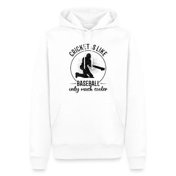 Cricket Is Like Baseball Only Much Cooler - Funny - Men’s Premium Organic Hoodie - white - Front - Nico (187cm)