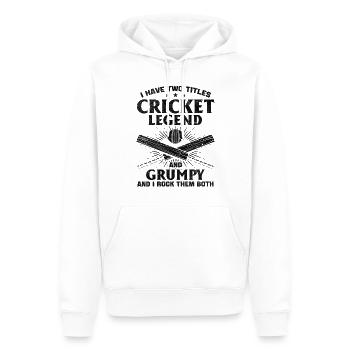 I Have Two Titles Cricket Legend And Grumpy - Funn - Men’s Premium Organic Hoodie - white - Front - Nico (187cm)