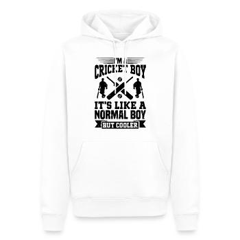 Je suis un garçon de cricket, c’est comme un garçon normal mais cool - Sweat à capuche Premium bio Homme - blanc - Devant - Nico (187cm)