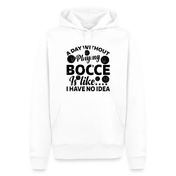 Une journée sans jouer à la pétanque dont je n’ai aucune idée - drôle - Sweat à capuche Premium bio Homme - blanc - Devant - Nico (187cm)