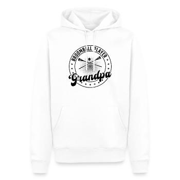 Grand-père joueur de ballon-balai - Sweat à capuche Premium bio Homme - blanc - Devant - Nico (187cm)