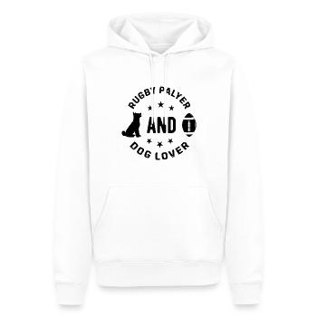 Joueur de rugby et amoureux des chiens - Propriétaire de chien Rugby Playe - Sweat à capuche Premium bio Homme - blanc - Devant - Nico (187cm)