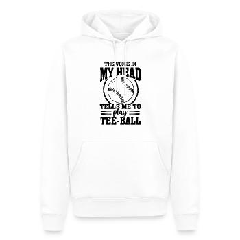 Tee-ball - La voix dans ma tête me dit de jouer T - Sweat à capuche Premium bio Homme - blanc - Devant - Nico (187cm)