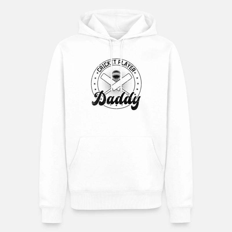 Cricket Player Daddy - Männer Premium Bio Hoodie - Weiß