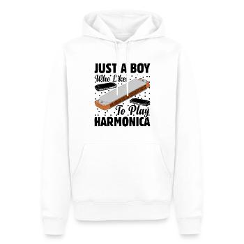 Just A Boy Who Likes To Play Harmonica - Men’s Premium Organic Hoodie - white - Front - Nico (187cm)