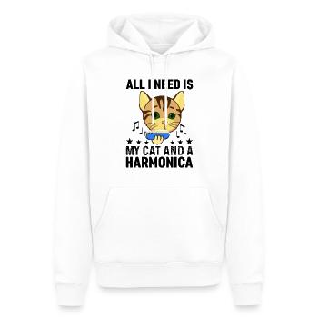 All I Need Is My Cat And A Harmonica Mouth Organ M - Männer Premium Bio Hoodie - Weiß - Vorne - Nico (187cm)