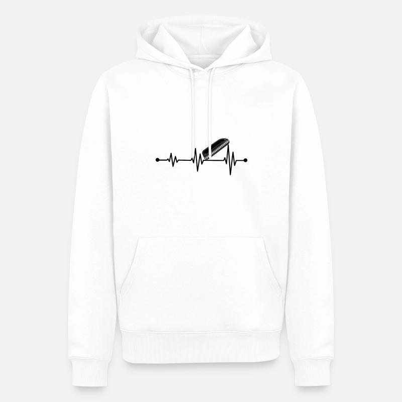Harmonica Instrument Harmonica Heartbeat - Männer Premium Bio Hoodie - Weiß