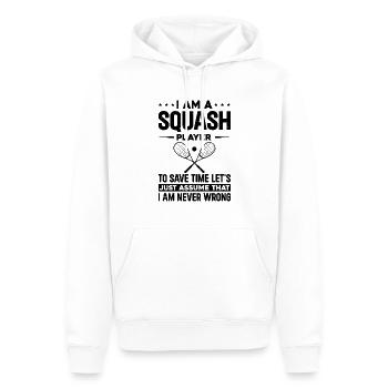 I am a Squash Player to save time let's just assum - Männer Premium Bio Hoodie - Weiß - Vorne - Nico (187cm)