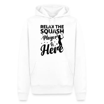 Relax Le joueur de squash est là - Squash Player - Sweat à capuche Premium bio Homme - blanc - Devant - Nico (187cm)
