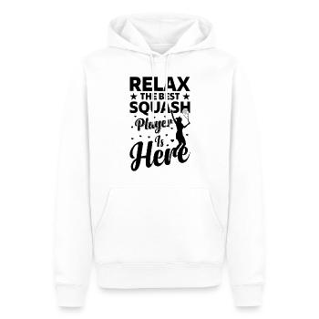 Relax The Best Squash Player is here - Squash Play - Männer Premium Bio Hoodie - Weiß - Vorne - Nico (187cm)