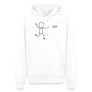 Funny Disc Golf stick figure disc golf player - Männer Premium Bio Hoodie - Weiß - Vorne - Nico (187cm)