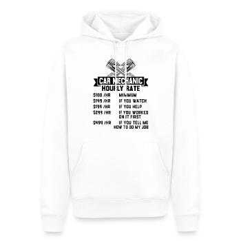 Funny Mechanic Car Mechanic Hourly Rate - Men’s Premium Organic Hoodie - white - Front - Nico (187cm)