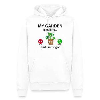 Mon jardin m’appelle et je dois y aller - Hobby Gardene - Sweat à capuche Premium bio Homme - blanc - Devant - Nico (187cm)