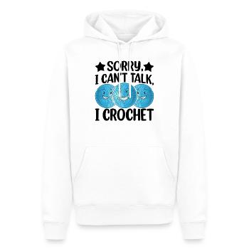 Idées de crochet amusantes - Désolé, je ne peux pas parler, je crochete - Sweat à capuche Premium bio Homme - blanc - Devant - Nico (187cm)