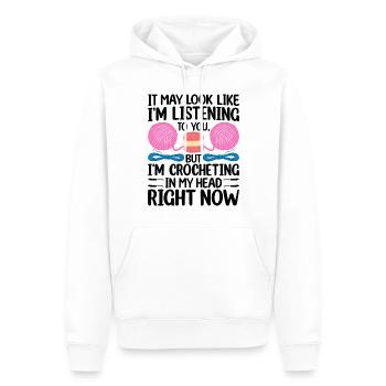 On dirait peut-être que je t’écoute mais je suis croch - Sweat à capuche Premium bio Homme - blanc - Devant - Nico (187cm)