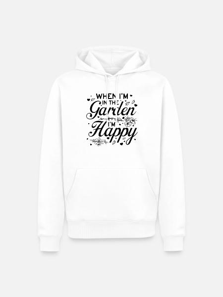 Når jeg er i haven, er jeg glad - Gardener Garden - Herre Premium økologisk hoodie - hvid