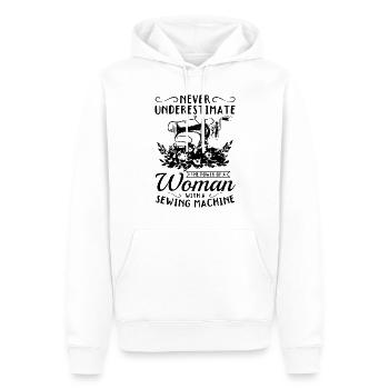 Couturière Sewing Girls - Femme avec une machine à coudre - Sweat à capuche Premium bio Homme - blanc - Devant - Nico (187cm)