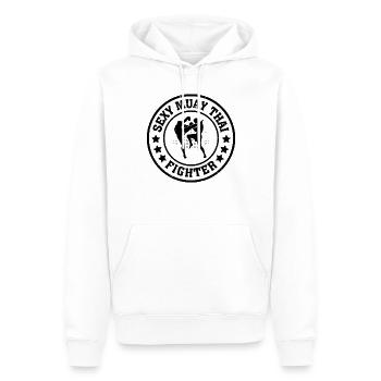 Combattante sexy de Muay Thai - Combattante de Muay Thai - Sweat à capuche Premium bio Homme - blanc - Devant - Nico (187cm)