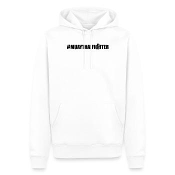 #MuayThaiFighter - Muay Thai Arts Martiaux Muay Tha - Sweat à capuche Premium bio Homme - blanc - Devant - Nico (187cm)