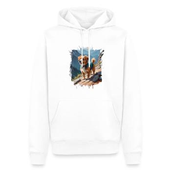 Chiot sur le chemin du sommet - Sweat à capuche Premium bio Homme - blanc - Devant - Nico (187cm)
