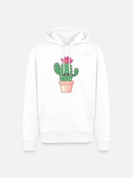 Kawaii Cactus - Men’s Premium Organic Hoodie - white