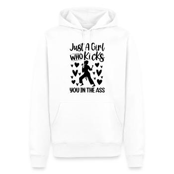 Juste une fille qui vous botte le cul - Funny Judo - Sweat à capuche Premium bio Homme - blanc - Devant - Nico (187cm)