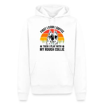 First I Drink Coffee Then I play with my Rough Col - Männer Premium Bio Hoodie - Weiß - Vorne - Nico (187cm)