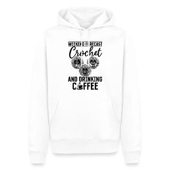 Crocheter - Weekend forecast Crochet and drinking - Männer Premium Bio Hoodie - Weiß - Vorne - Nico (187cm)