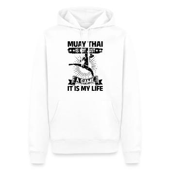 Le Muay Thai n’est pas seulement un jeu, c’est ma vie - Muay - Sweat à capuche Premium bio Homme - blanc - Devant - Nico (187cm)