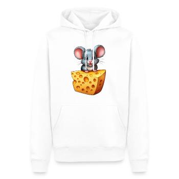Eine Maus auf einem Stück Käse - Männer Premium Bio Hoodie - Weiß - Vorne - Nico (187cm)