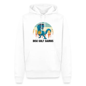 Disc golfeur Saurus - Disc Golf Dinosaure - Sweat à capuche Premium bio Homme - blanc - Devant - Nico (187cm)