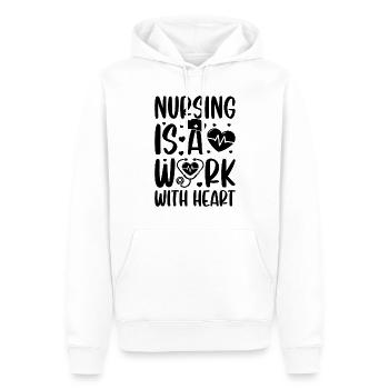 Nursing is a work with heart - Nurse Life Hospital - Men’s Premium Organic Hoodie - white - Front - Nico (187cm)