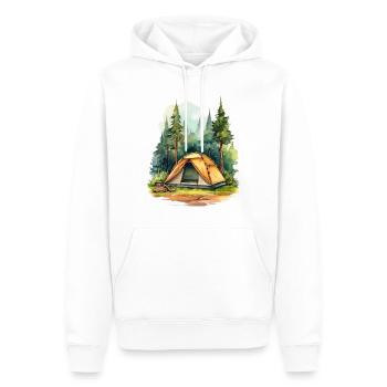Camping – Une tente dans la forêt - Sweat à capuche Premium bio Homme - blanc - Devant - Nico (187cm)