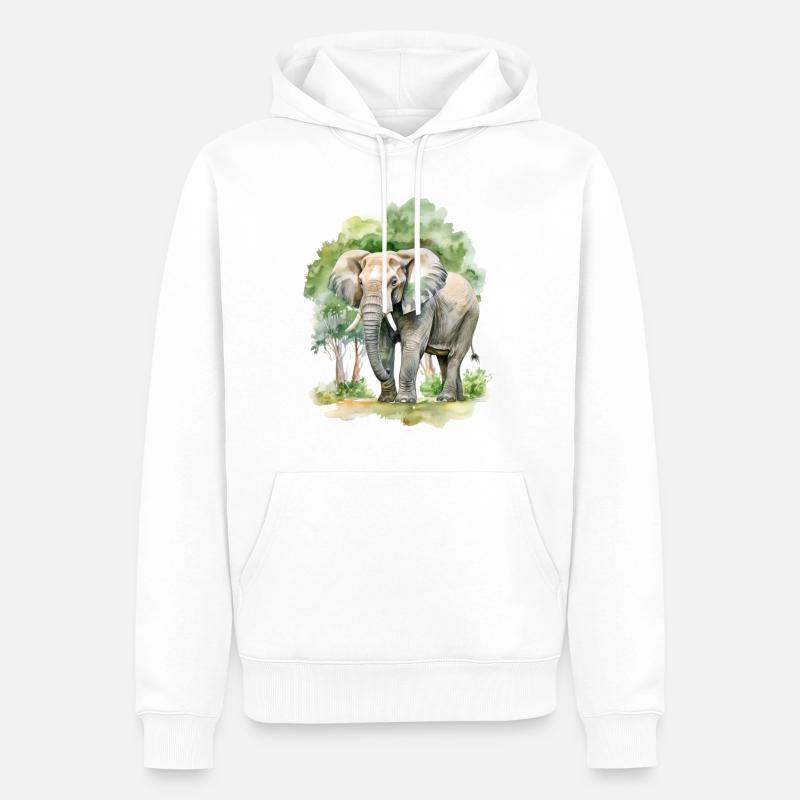 Un éléphant en Afrique - Sweat à capuche Premium bio Homme - blanc