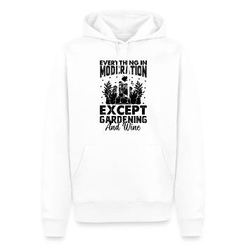 Everything In Moderation Except Gardening and Wine - Men’s Premium Organic Hoodie - white - Front - Nico (187cm)