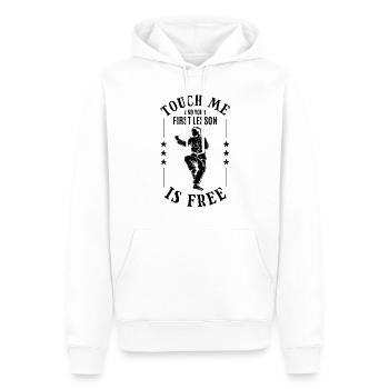 Touch me and your first lesson is free - Fighting - Men’s Premium Organic Hoodie - white - Front - Nico (187cm)