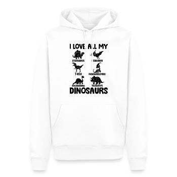 Dinosaur Lover Dino Lover - J’adore tous mes - Sweat à capuche Premium bio Homme - blanc - Devant - Nico (187cm)
