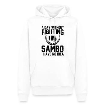 A day without fighting Sambo I have no idea - - Men’s Premium Organic Hoodie - white - Front - Nico (187cm)