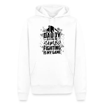 Papa est mon nom Sambo Le combat est mon jeu - Sambo - Sweat à capuche Premium bio Homme - blanc - Devant - Nico (187cm)