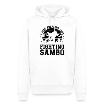 Sambo Fighter - I just freaking love fighting - Männer Premium Bio Hoodie - Weiß - Vorne - Nico (187cm)